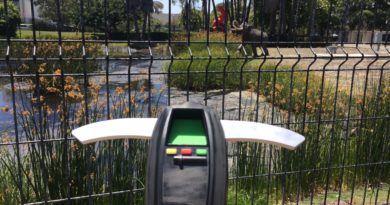 PKE Meter scanning the fenced off La Brea tarpits